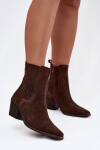 Semišové dámské boty na podpatku zateplené hnědé Arelia 37