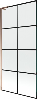 MEXEN/S - Next L vanová zástěna FIX 90 x 150, černá vzor, růžové zlato 895-090-000-03-77-60