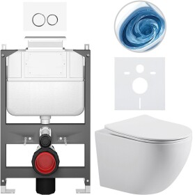 CERANO Kompletní WC set Basic/Cesso - bílá lesklá - WC tlačítko Dualo/Bílá - ovládání shora - předstěnová instalace - 49x36 cm - 8050BD85970