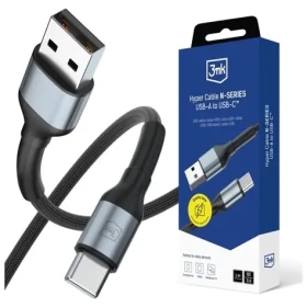 3mk Hyper Cable N-SERIES USB-A na USB-C černá / Kabel / 1 m / 9V/2A 18W / QC 3.0 (5903108680318)