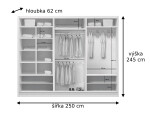 Šatní skříň Ska A26 XL Barva korpusu: Dub - sonoma, Rozměry: 250 cm, Dveře: Čokoláda