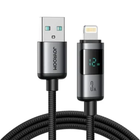 Joyroom S-A16 Pro Prism Series Nabíjecí kabel s displejem USB-A (M) - Lightning (M) 3A 1.2m černá (6956116722586)