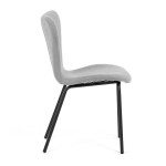 Židle jídelní, stříbrná látka, nohy černý kov