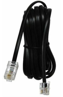 Telefonní kabel / 4 žíly / plochý / RJ-45 - RJ11 / 10m / černý (KVTD1004A1)