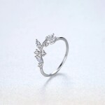 Stříbrný prsten se zirkony Olivová ratolest, stříbro 925/1000, nastavitelná Stříbrná