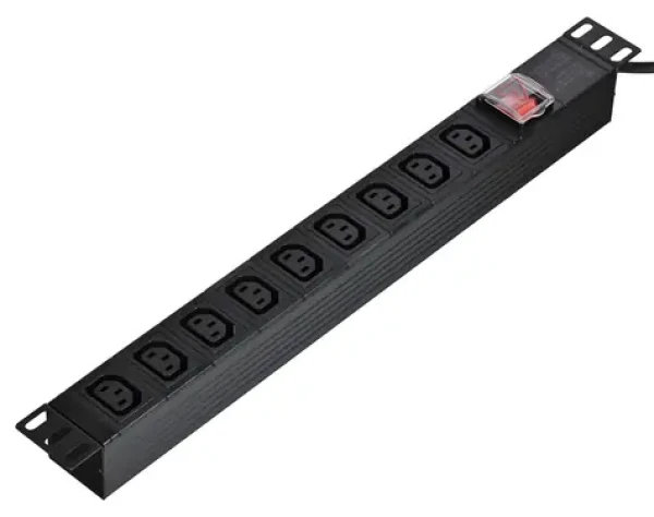 Alantec PZ010 černá / Zásuvková lišta do racku / 9x C13 / 1,8 m / 10 A / vypínač (PZ010)