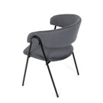 Židle jidelní, šedá látka, černá kovová noha