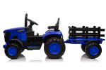 Mamido Dětský elektrický traktor s vlečkou 12V 7Ah EVA kola ECO kůže modrý