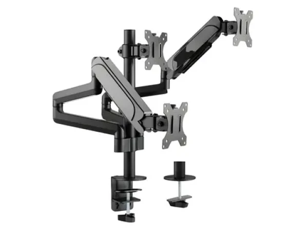 Equip stolní držák pro 3 monitory černá / Stolní držák pro monitor / 17-27" / nosnost 7 kg / VESA 75-100 mm / 360° (650134)