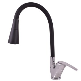 RAV Slezák - SÁZAVA - Dřezová baterie s flexibilním ramínkem, Chrom/Černá, 1/2", SA006.5/13