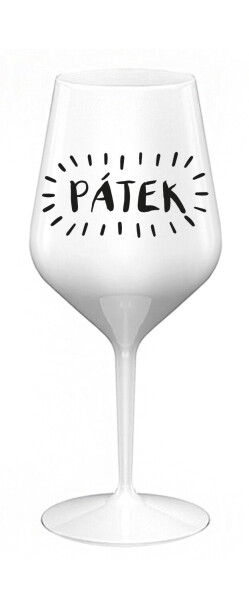 PÁTEK - bílá nerozbitná sklenice na víno 470 ml