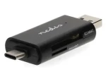 Nedis CRDRU2110BK Černá / Čtečka karet / Vše v Jednom / USB-C / USB-A / USB 2.0 (CRDRU2110BK)