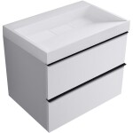 CERANO - Koupelnová skříňka Velora - bílá matná, úchytka černá + umyvadlo z lit. mramoru Vita - bílá lesklá - 70x63x46,5 CER-8050BD83986