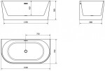 MEXEN - Oval vana volně stojící 150x75cm bílá bez krytky přepadu a zátky 52671507500-SS