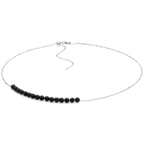 Stříbrný náhrdelník s onyxem Nicola - stříbro 925/1000, Černá 40 cm