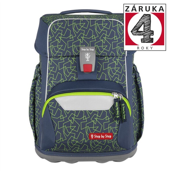 Školní aktovka pro prvňáčky – 4 dílný set, Step by Step BASIS Green Geometric, AGR