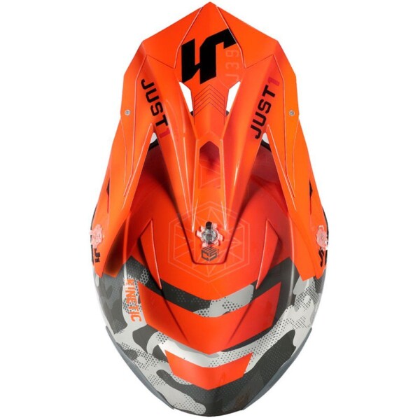 Kšilt Just1 J39 Kinetic camo šedo/červeno/fluo oranžový - uni