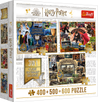 Trefl Puzzle Harry Potter: Turnaj tří kouzelníků, Famfrpál a Bradavice 400 + 500 + 600 dílků - Trefl