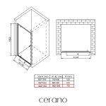 CERANO - Sprchové pivotové dveře Ferri L/P - 6 mm - černá matná, transparentní sklo - 100x195 CER-425638