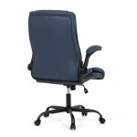 Křeslo kancelářské, tmavě modrá ekokůže, kovový kříž, kolečka na tvrdé podlahy