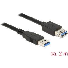 Delock USB kabel USB 3.2 Gen1 (USB 3.0 / USB 3.1 Gen1) USB-A zástrčka, USB-A zásuvka 2.00 m černá pozlacené kontakty 85056