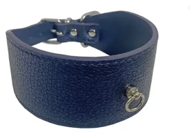 Huhubamboo METAL obojek modrý L / 50 mm x 33-38 cm / Hovězí kůže / Pro chrty (355429)