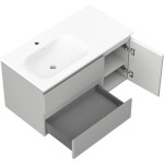 MEXEN/S - Orio koupelnová skříňka 90 cm s umyvadlem Vela levá, 2S, 1D, šedá mat/bílá mat 91A13-09047-3-BBFFF62-W23L01