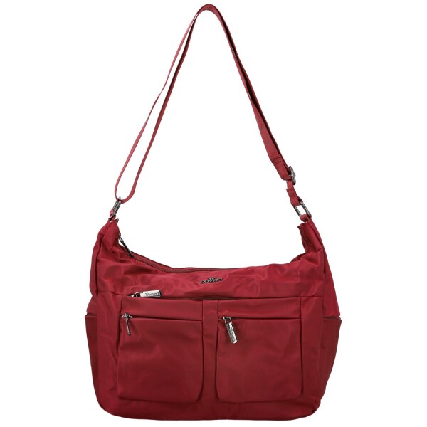 Trendy dámská textilní crossbody kabelka Coveri Iballa, červená