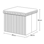 Taburet s úložným prostorem, krémová manšestrová látka