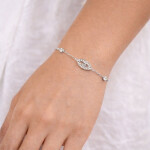 Náramek Daphné - Evil Eye, chirurgická ocel, Stříbrná 17 cm + 5 cm (prodloužení)