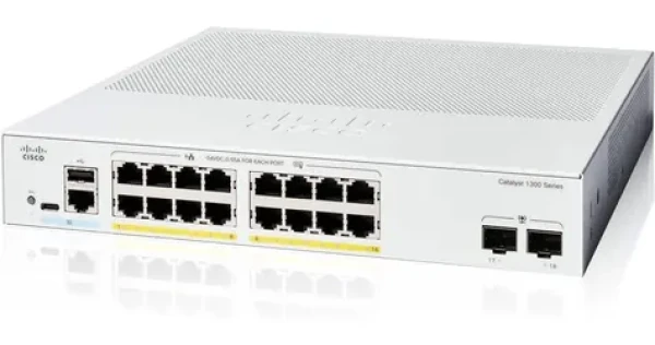 Cisco Catalyst C1300-16P-2G / Switch / 16x GbE RJ-45 / 2x SFP / PoE+ 120W / fanless / REFRESH (C1300-16P-2G-RF)