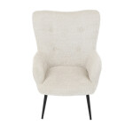 Křeslo "ušák", potah krémová látka, nohy černý kov