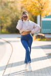 Sexy Highwaist Push up použitý vzhled flarred Jeans denimblue