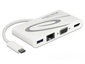 Delock Dokovací stanice USB Type-C 3.1 - HDMI + VGA + LAN + USB PD bílá / 4K / 30Hz (87731)