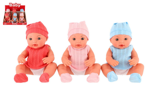 Panenka/miminko 30cm pevné tělo na baterie se zvukem 6ks v boxu