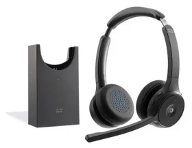 Cisco Headset 722 Wireless Carbon Black / Bezdrátová náhlavní souprava / oboustranné sluchátko / mikrofon / stojánek (HS-WL-722-BUNAS-C)