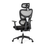 Kancelářská židle, šedá síťovina, černý plast, kolečka na tvrdé podlahy