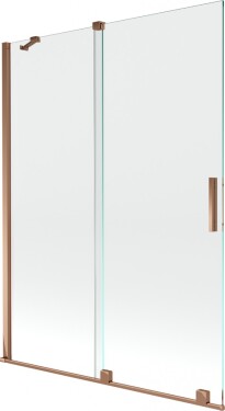 MEXEN/S - Velar Dvoukřídlá posuvná vanová zástěna 130 x 150 cm, transparent, růžové zlato 896-130-000-01-60