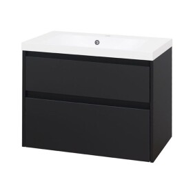 MEREO - Opto, koupelnová skříňka s umyvadlem z litého mramoru 81 cm, černá CN941M