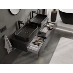 MEXEN/S - Orio koupelnová skříňka pod umyvadlo 140 cm s deskou, 1 šuplík, černá mat 91A10-14023-1-BFC71