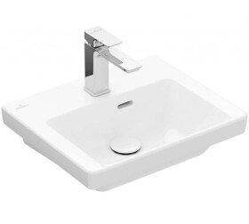 VILLEROY & BOCH - Subway 3.0 Umývátko nábytkové 45x37 cm, s přepadem, otvor pro baterii, CeramicPlus, Stone White 4370FKRW