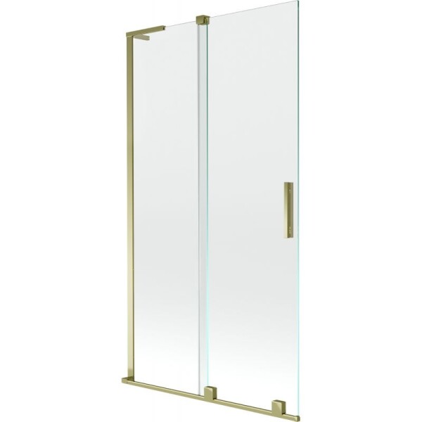 MEXEN/S - Velar L dvoukřídlá posuvná vanová zástěna 100 x 150, transparent, zlatá 896-100-003-01-50