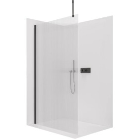 CERANO Sprchová zástěna Walk-in Onyx Top Cube L/P - 8 mm - hranatá vzpěra - černá matná, rýhované sklo - 100x200 cm