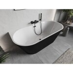 MEXEN/S - Oris volně stojící vana nástěnná reliéf 170 x 80, bílá/černá, sifon a přepad černá 52871708075-70