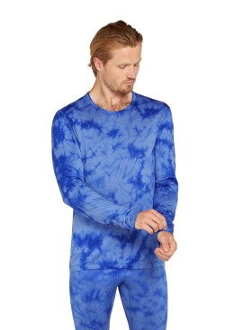 Pánské merino tričko s dlouhým rukávem ICEBREAKER Mens 200 Oasis LS Crewe Cloud Dye, Baja/Brilliant/Cd velikost: L
