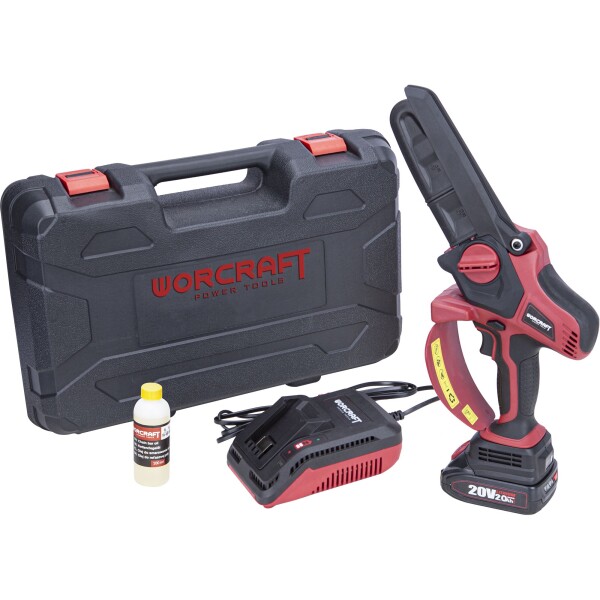 AKU pila řetězová, 15cm, ruční, 20V, sada 1 bat. v kufru, ShareSYS, WORCRAFT CHS-S20LiBPM