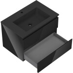 MEXEN/S - Orio koupelnová skříňka 70 cm s umyvadlem Otis, 2 zásuvky, černá lesk/černá mat 91A10-07047-2-BFF70-W18M71