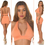 Sexy top Koucla Musthave Neckholder Crop Top s žebrováním apricot L