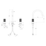 SAPHO - ULTRATAP tříprvková stojánková umyvadlová baterie, černá mat/zlato mat UT017TBG