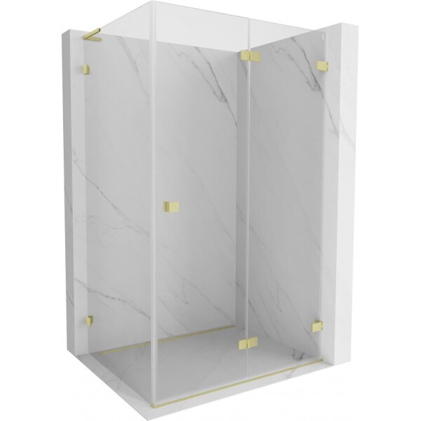 MEXEN/S - Lunar-F L sprchový kout skládací dveře pravá 95 x 80, transparent, zlato kartáčovaná 836L-095-080-55-00-P